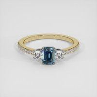 1.11 Ct. Greenish Blue Sapphire Ring, 18K White & Yellow 1