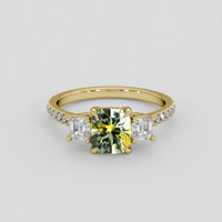 1.54 Ct. Yellowish Green Sapphire Ring, 18K Yellow Gold 1