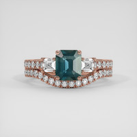 1.21 Ct. Bluish Green Sapphire Ring, 14K Rose Gold 1