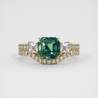 3.05 Ct. Bluish Green Sapphire Ring, 10K Yellow Gold 1