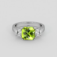 3.28 Ct. Yellowish Green Peridot Ring, Silver 1