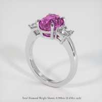 4.07 Ct. Pink Sapphire Ring, 18K White Gold 2