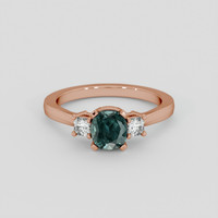 1.55 Ct. Bluish Green Sapphire Ring, 18K Rose Gold 1