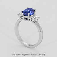 3.31 Ct. Blue Sapphire Ring, 18K White Gold 2