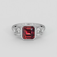 2.41 Ct. Red Garnet Ring, Platinum 950 1