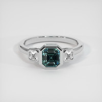 1.43 Ct. Bluish Green Sapphire Ring, 10K White Gold 1