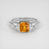 2.38 Ct. Orange Sapphire Ring, 18K White Gold 1