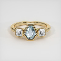 1.12 Ct. Greenish Blue Sapphire Ring, 14K Yellow Gold 1
