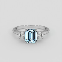1.50 Ct. Blue Aquamarine Ring, 14K White Gold 1
