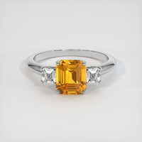 2.53 Ct. Yellowish Orange Sapphire Ring, 14K White Gold 1