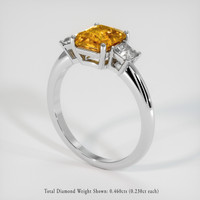 2.53 Ct. Yellowish Orange Sapphire Ring, 18K White Gold 2