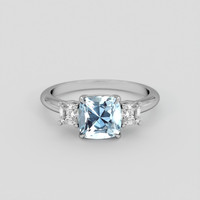 1.44 Ct. Blue Aquamarine Ring, Platinum 950 1