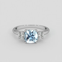 1.44 Ct. Blue Aquamarine Ring, 18K White Gold 1