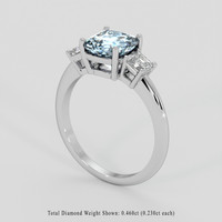 1.44 Ct. Blue Aquamarine Ring, 18K White Gold 2