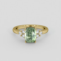 1.09 Ct. Bluish Green Sapphire Ring, 18K Yellow Gold 1