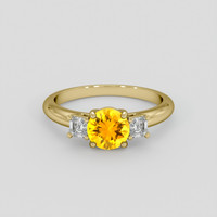 0.95 Ct. Yellowish Orange Sapphire Ring, 18K Yellow Gold 1