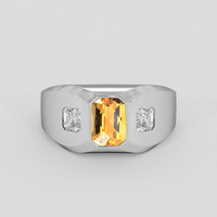 1.02 Ct. Yellowish Orange Citrine Ring, Silver 1