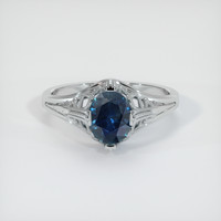 1.72 Ct. Greenish Blue Sapphire Ring, 10K White Gold 1