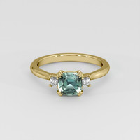 1.57 Ct. Greenish Blue Sapphire Ring, 14K Yellow Gold 1