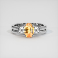 2.00 Ct. Padparadscha Sapphire Ring, 18K White Gold 1