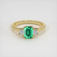 0.69 Ct. Emerald Ring, 18K Yellow Gold 1
