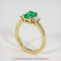 0.69 Ct. Emerald Ring, 18K Yellow Gold 2