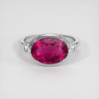 3.99 Ct. Pinkish Red Rubellite Tourmaline Ring, 10K White Gold 1