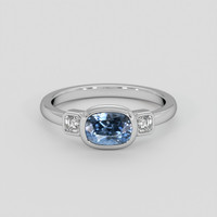 1.10 Ct. Greyish Blue Sapphire Ring, 14K White Gold 1