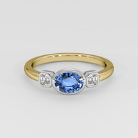 0.75 Ct. Blue Sapphire Ring, 18K White & Yellow 1