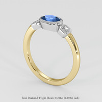 0.75 Ct. Blue Sapphire Ring, 18K White & Yellow 2