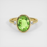 5.05 Ct. Green (Lime Green) Peridot Ring, 10K Yellow Gold 1