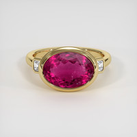 3.99 Ct. Pinkish Red Rubellite Tourmaline Ring, 10K Yellow Gold 1