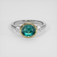2.01 Ct. Bluish Green Sapphire Ring, 18K Yellow & White 1