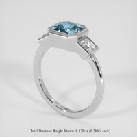 2.07 Ct. Greenish Blue Sapphire Ring, Platinum 950 2