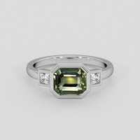 2.03 Ct. Yellowish Green Sapphire Ring, Silver 1