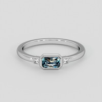 0.49 Ct. Greenish Blue Sapphire Ring, 10K White Gold 1