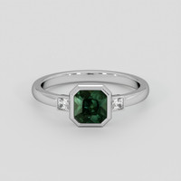0.85 Ct. Bluish Green Sapphire Ring, 18K White Gold 1