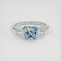 2.07 Ct. Greenish Blue Sapphire Ring, 18K White Gold 1