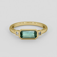 1.06 Ct. Bluish Green Sapphire Ring, 10K Yellow Gold 1
