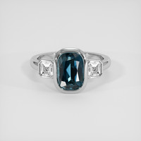 2.55 Ct. Greenish Blue Sapphire Ring, Platinum 950 1