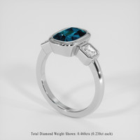 2.55 Ct. Greenish Blue Sapphire Ring, Platinum 950 2