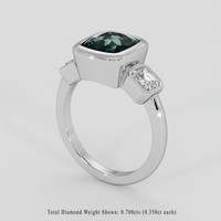 3.24 Ct. Bluish Green Sapphire Ring, Platinum 950 2