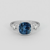 3.10 Ct. Greenish Blue Sapphire Ring, Platinum 950 1