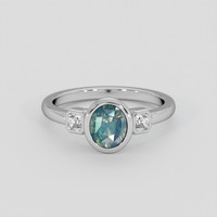 1.61 Ct. Bluish Green Sapphire Ring, Platinum 950 1