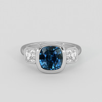 2.75 Ct. Greenish Blue Sapphire Ring, Platinum 950 1