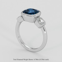 3.10 Ct. Greenish Blue Sapphire Ring, 14K White Gold 2