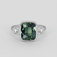 3.40 Ct. Green Sapphire Ring, 14K White Gold 1
