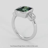 3.40 Ct. Green Sapphire Ring, 14K White Gold 2