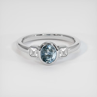 0.82 Ct. Greyish Blue Sapphire Ring, 14K White Gold 1