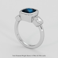 2.75 Ct. Greenish Blue Sapphire Ring, 14K White Gold 2